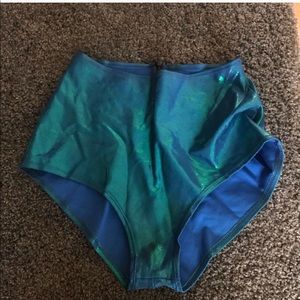 highwaisted blue/green holographic rave bottoms